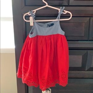 Baby Gap size 18-24 red and blue scalloped dress.